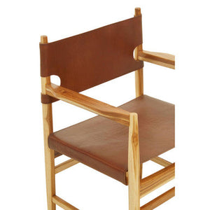 Kendari Antique Brown Leather and Teak Wood Chair – dimensions