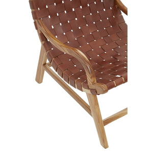 Kendari Brown Woven Leather Chair