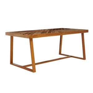 Kendari Natural Teak Wood Rectangular Dining Table – in room setting