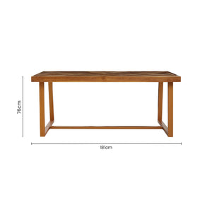 Kendari Natural Teak Wood Rectangular Dining Table – angle view 2