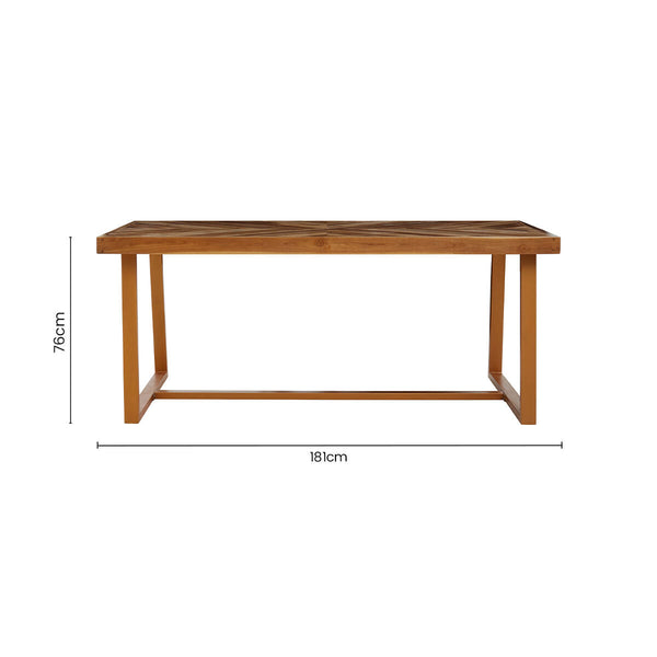Kendari Natural Teak Wood Rectangular Dining Table – angle view 2