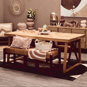 Kendari Natural Teak Wood Rectangular Dining Table