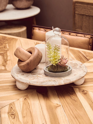Kendari Natural Teak Wood Rectangular Dining Table – close-up 2