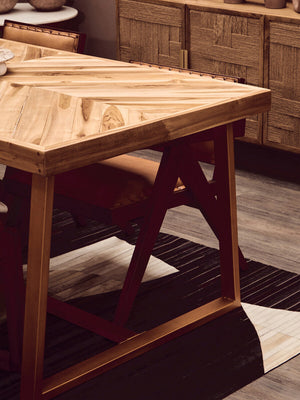 Kendari Natural Teak Wood Rectangular Dining Table – back view 2