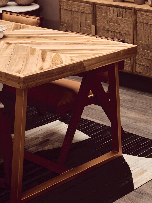 Kendari Natural Teak Wood Rectangular Dining Table – back view 2