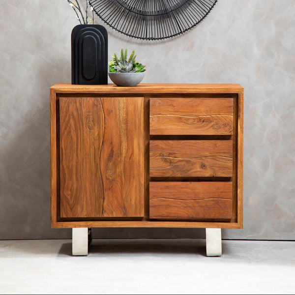 Simla Acacia Wood 1 Door and 3 Drawer Sideboard