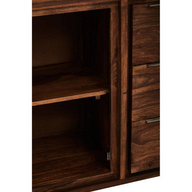 Surati Sheesham and Acacia Wood 2 Door and 3 Drawer Sideboard – angle view