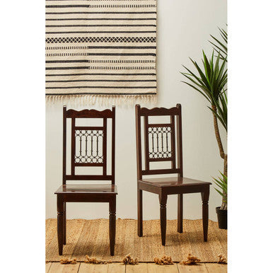 Srina Dark Sheesham Wood Dining Chair – detail