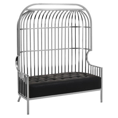 Eliza Silver Finish Dome Cage Two Seater Sofa – detail
