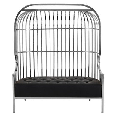 Eliza Silver Finish Dome Cage Two Seater Sofa – side view