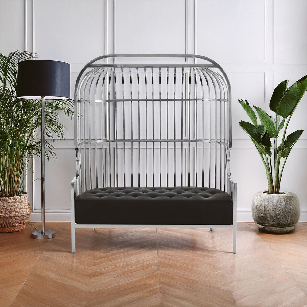 Eliza Silver Finish Dome Cage Two Seater Sofa