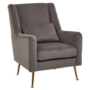 Doucet Grey Velvet High Back Chair – detail