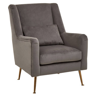 Doucet Grey Velvet High Back Chair – detail