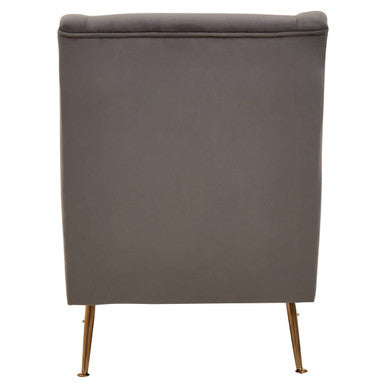 Doucet Grey Velvet High Back Chair – close-up