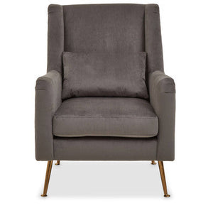 Doucet Grey Velvet High Back Chair – side view