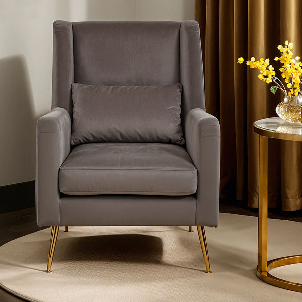 Doucet Grey Velvet High Back Chair