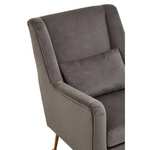 Doucet Grey Velvet High Back Chair – side view 2