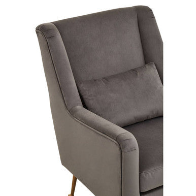 Doucet Grey Velvet High Back Chair – side view 2
