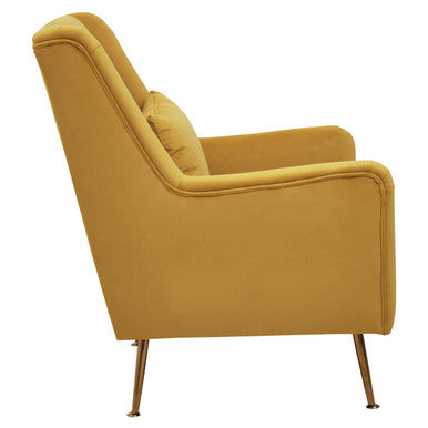 Doucet Yellow Velvet Chair with Gold Finish Legs – dimensions