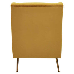 Doucet Yellow Velvet Chair with Gold Finish Legs – close-up