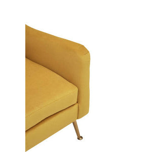 Doucet Yellow Velvet Chair with Gold Finish Legs – back view