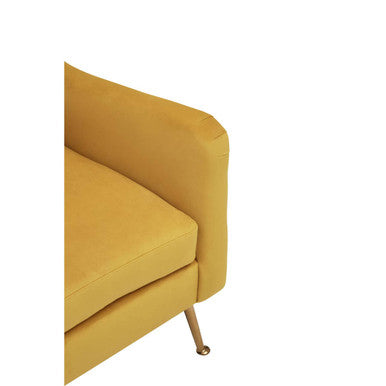 Doucet Yellow Velvet Chair with Gold Finish Legs – back view