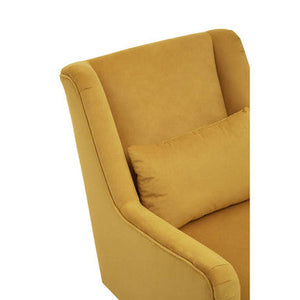 Doucet Yellow Velvet Chair with Gold Finish Legs – angle view
