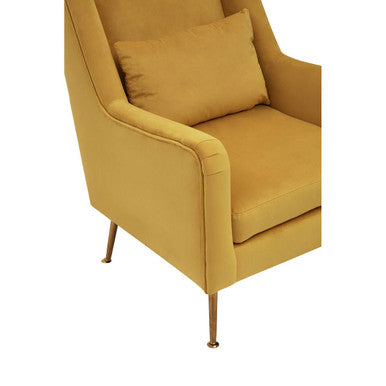 Doucet Yellow Velvet Chair with Gold Finish Legs – side view 2