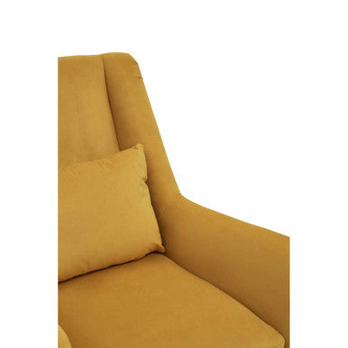 Doucet Yellow Velvet Chair with Gold Finish Legs – detail 2