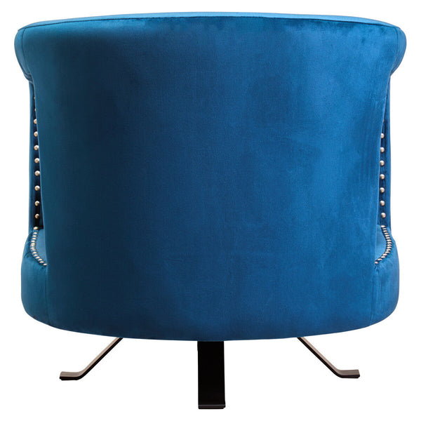 Hestia Blue Velvet Swivel Chair – in room setting
