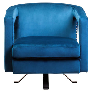 Hestia Blue Velvet Swivel Chair – side view