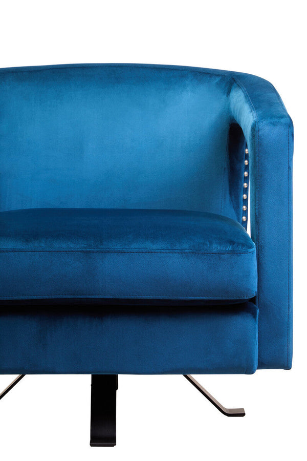 Hestia Blue Velvet Swivel Chair – close-up