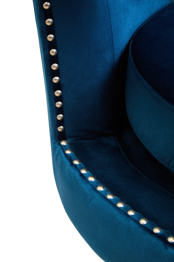 Hestia Blue Velvet Swivel Chair – close-up 2