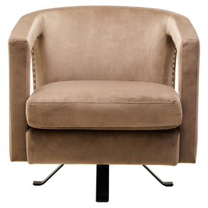 Hestia Mink Velvet Swivel Chair – side view