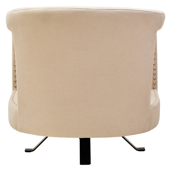 Hestia Beige Velvet Swivel Chair – close-up