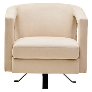 Hestia Beige Velvet Swivel Chair – side view