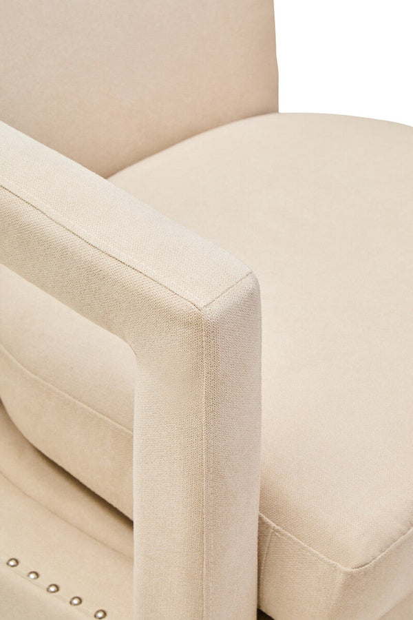 Hestia Beige Velvet Swivel Chair – back view