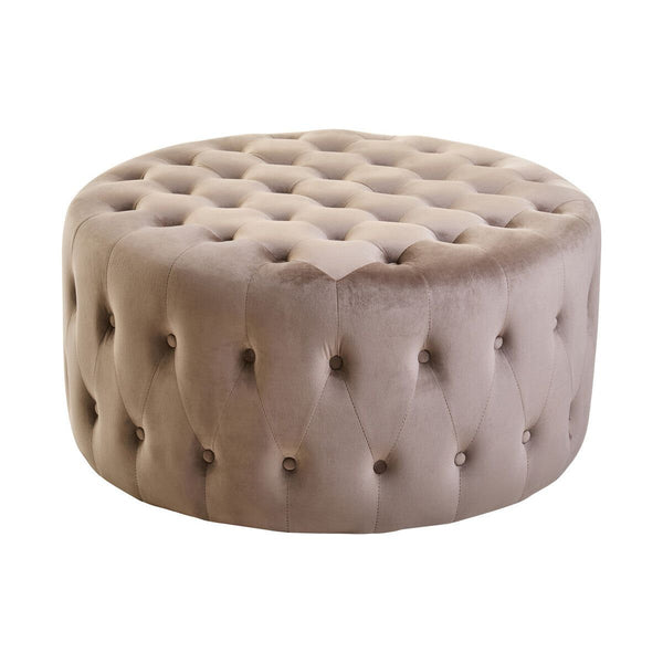 Haley Mink Velvet Round Footstool