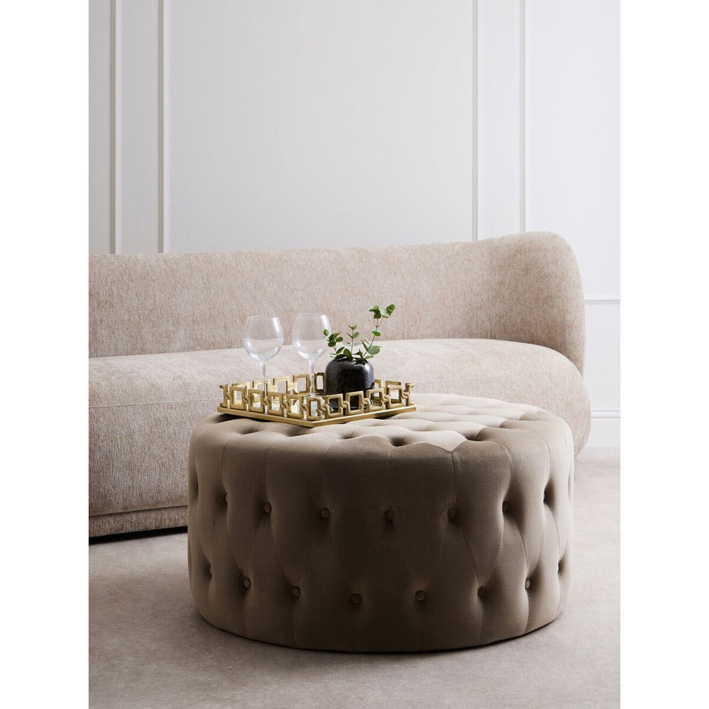 Haley Mink Velvet Round Footstool