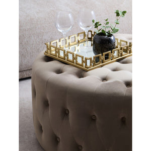 Haley Mink Velvet Round Footstool