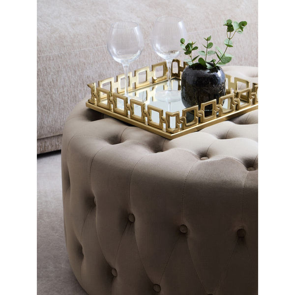 Haley Mink Velvet Round Footstool