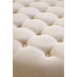Haley Beige Velvet Round Footstool