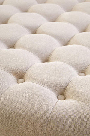 Haley Beige Velvet Large Round Tufted Footstool – dimensions