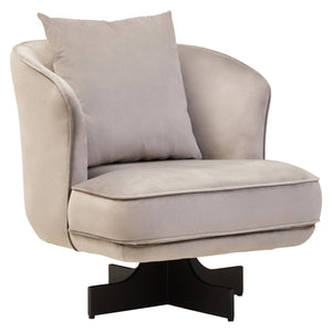 Hale Grey Velvet Swivel Chair with Cushion – detail