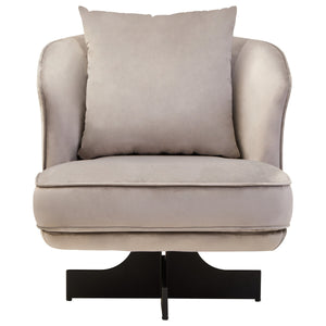 Hale Grey Velvet Swivel Chair with Cushion – side view