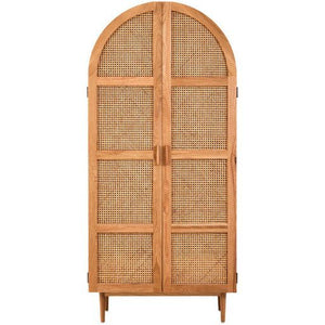 Lyon 2 Door Natural Rattan And Oak Cabinet