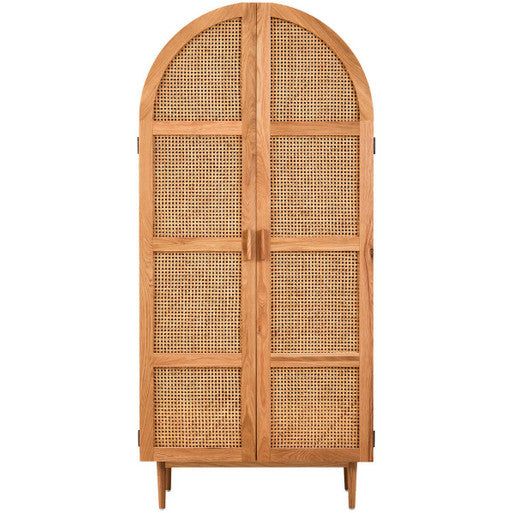Lyon 2 Door Natural Rattan And Oak Cabinet