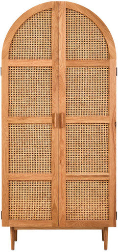 Lyon Natural Rattan and Oak Wood 2 Door Wardrobe