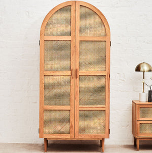 Lyon Natural Rattan and Oak Wood 2 Door Wardrobe