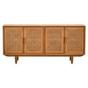 Lyon 4 Door Natural Rattan And Oak Sideboard